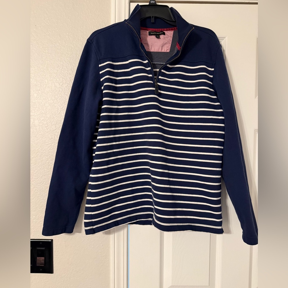 Banana Republic Red and Navy Striped Shirt